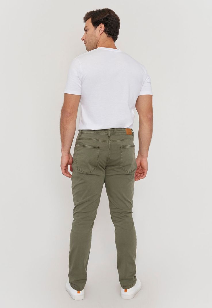 Pantalón Hombre Slim Fit Verde 5 Pocket Corona-2