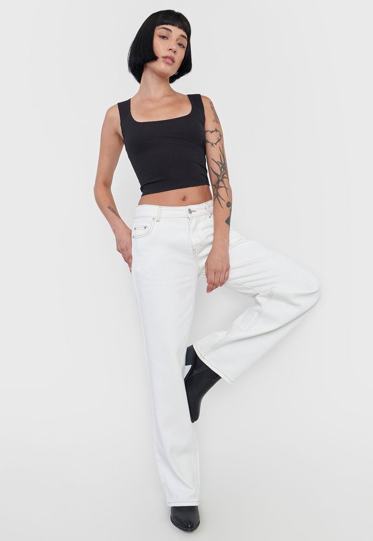 Jeans Mujer Straight Fit Noventero Blanco Corona-0