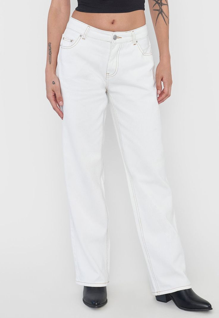 Jeans Mujer Straight Fit Noventero Blanco Corona-1