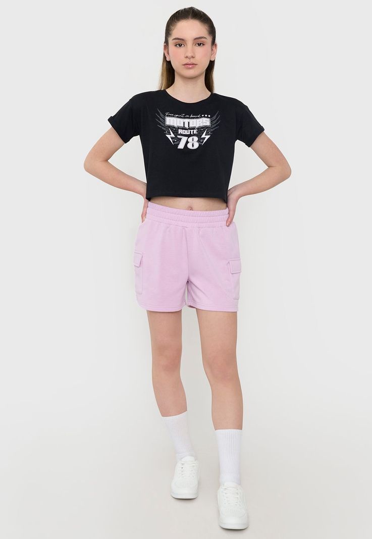 Short Niña Teen Punto Cargo Lila Corona-0