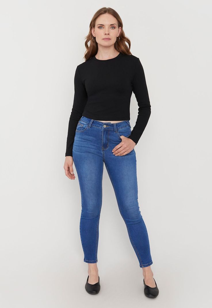 Jeans Mujer Push Up Skinny Azul Medio Corona-0