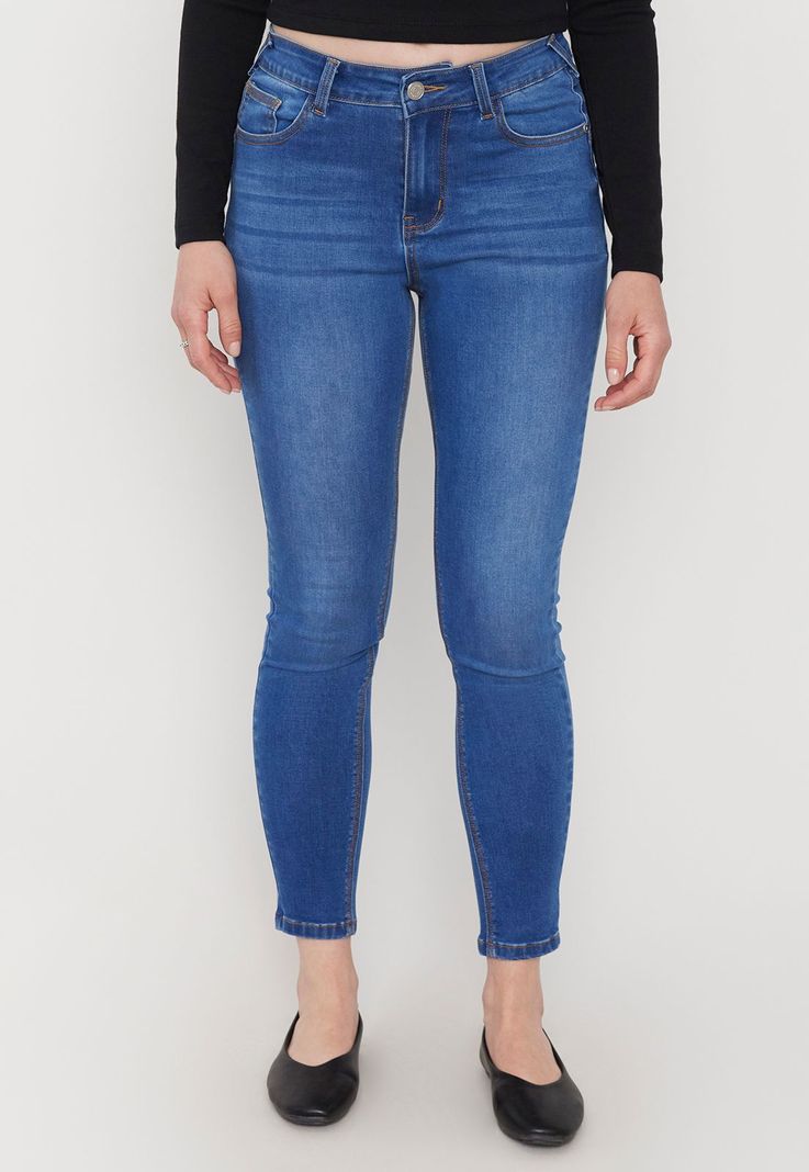 Jeans Mujer Push Up Skinny Azul Medio Corona-1