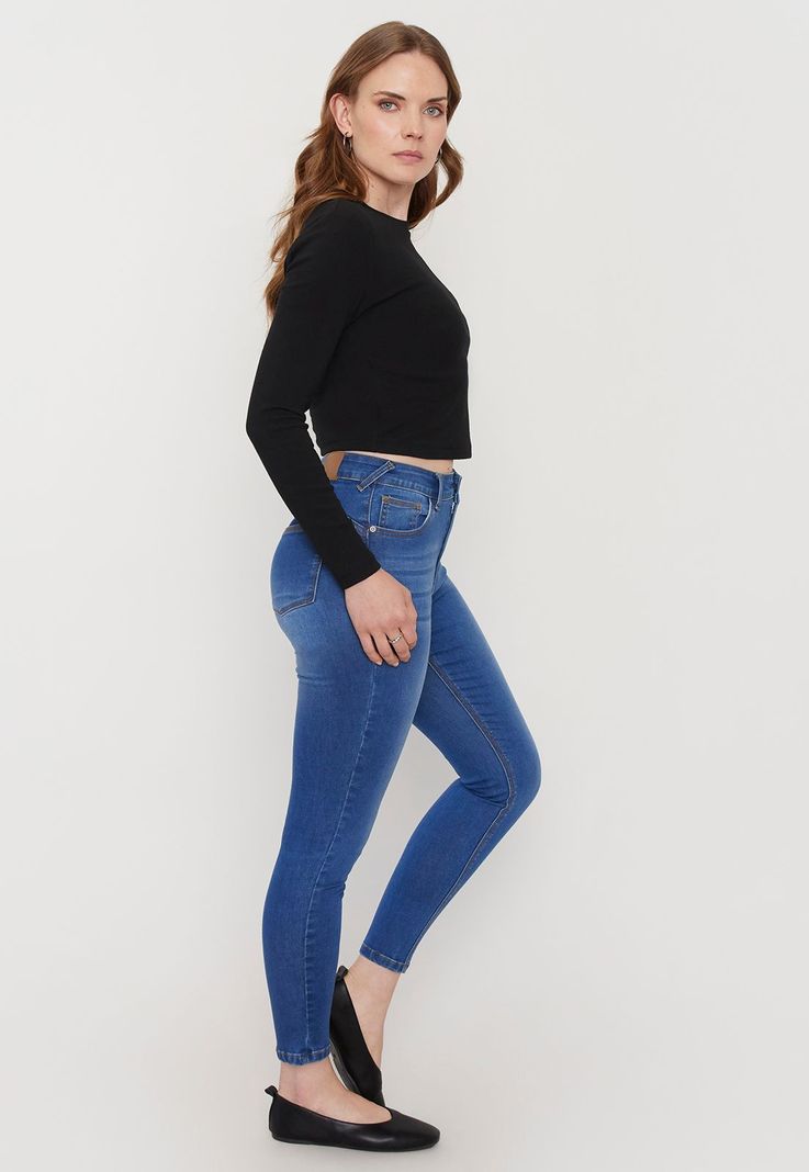 Jeans Mujer Push Up Skinny Azul Medio Corona-3
