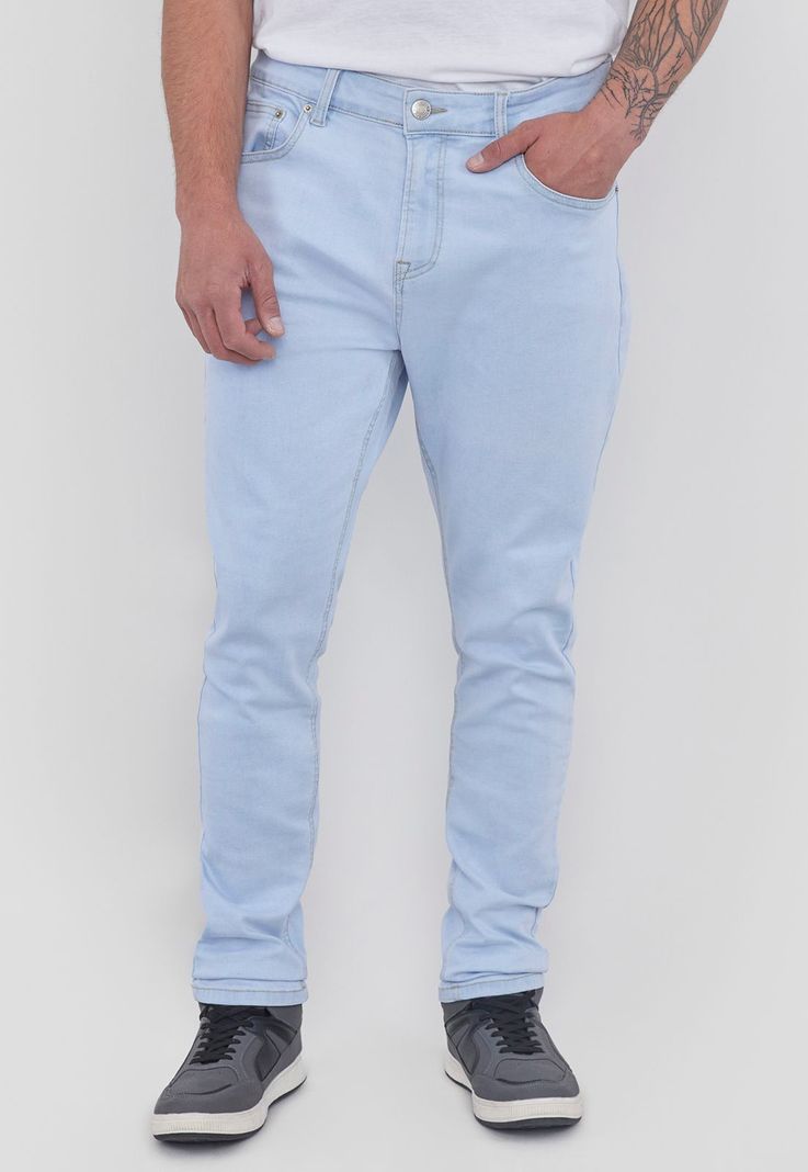 Jeans Hombre Skinny Fit Spandex Azul Claro Corona-0
