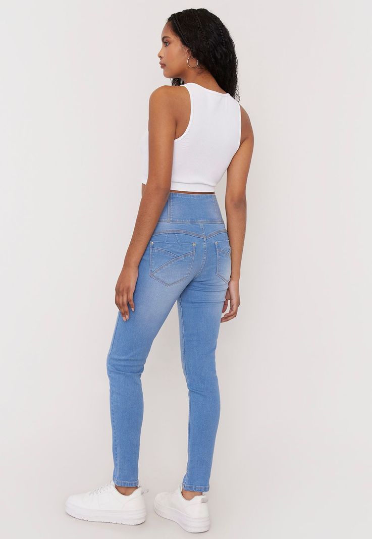 Jeans Mujer Push Up 3 Botones Azul Claro Corona-2