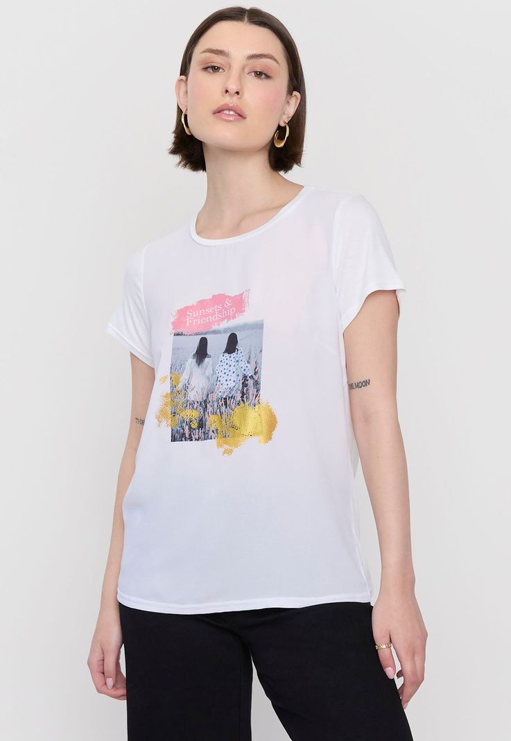 Polera Mujer Estampada Blanco 1 Corona-0