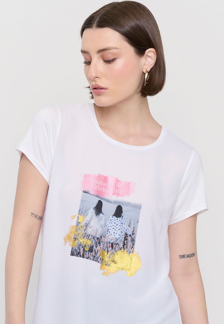 Polera Mujer Estampada Blanco 1 Corona-2