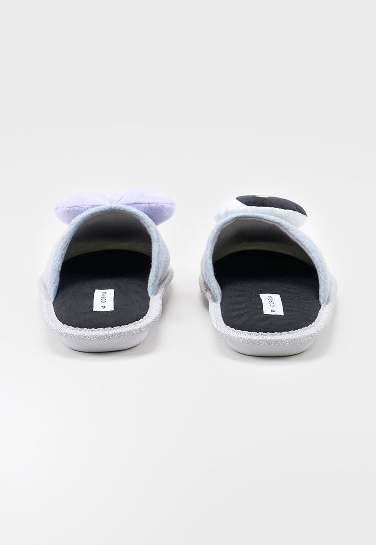 Pantufla Mujer Aplicación Gris Corona-3