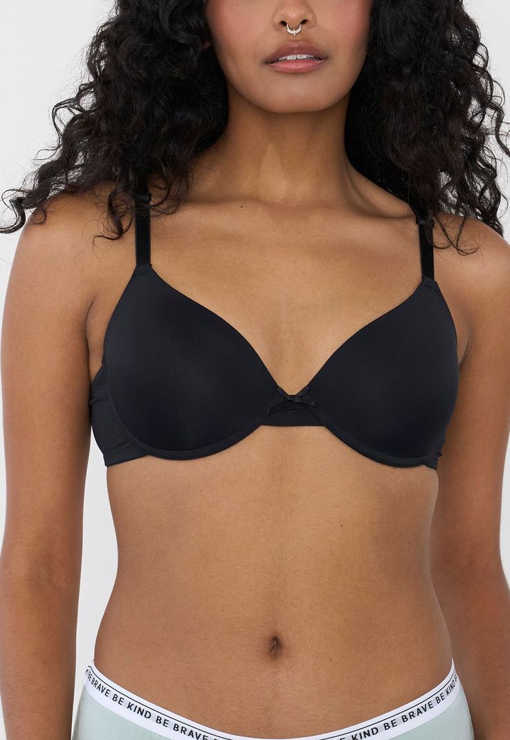Sostén Mujer Push Up Microfibra Copa B Negro Corona-2