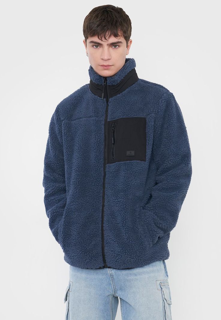 Casaca Hombre Sherpa Full Zipper Azul Corona-0