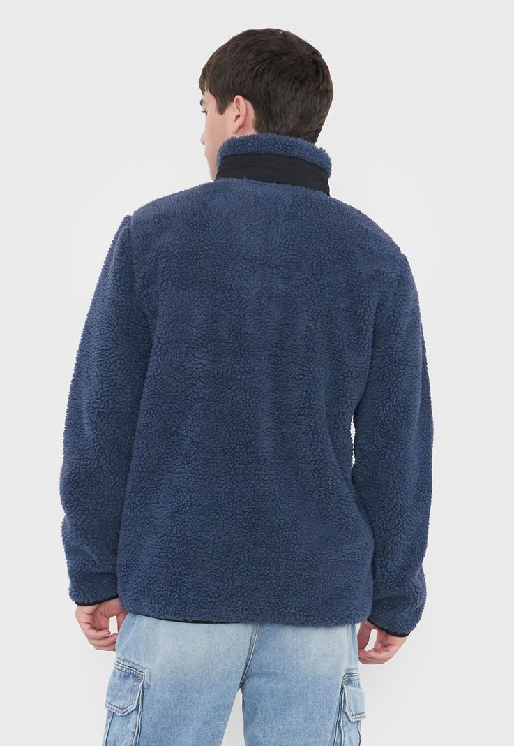 Casaca Hombre Sherpa Full Zipper Azul Corona-1
