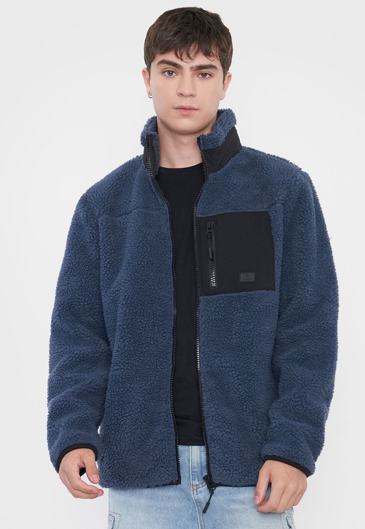 Casaca Hombre Sherpa Full Zipper Azul Corona-2