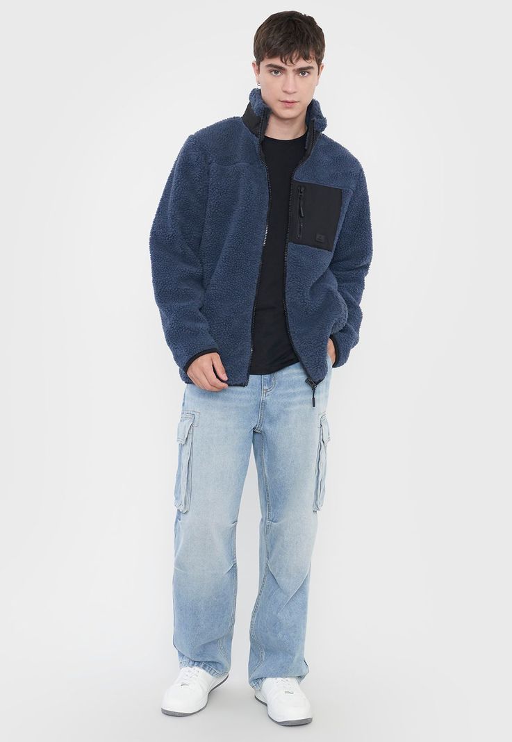 Casaca Hombre Sherpa Full Zipper Azul Corona-3
