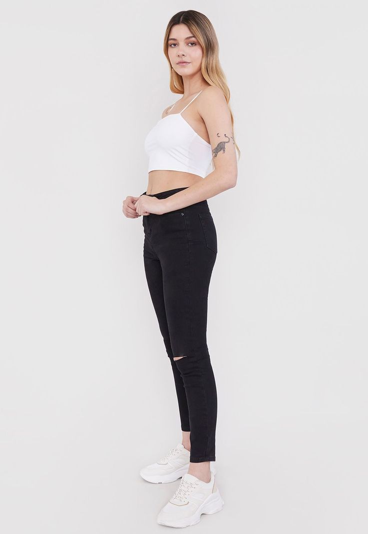 Jeans Mujer Skinny Negro Destroyed Negro Corona-3