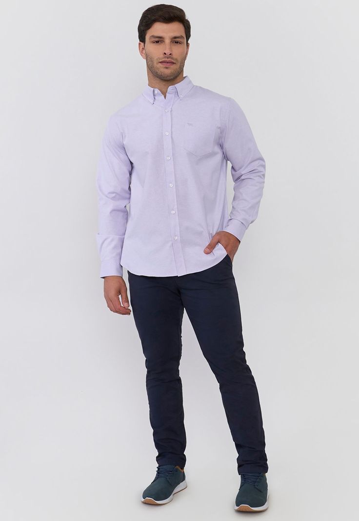 Camisa Hombre Oxford I Lila Corona-3