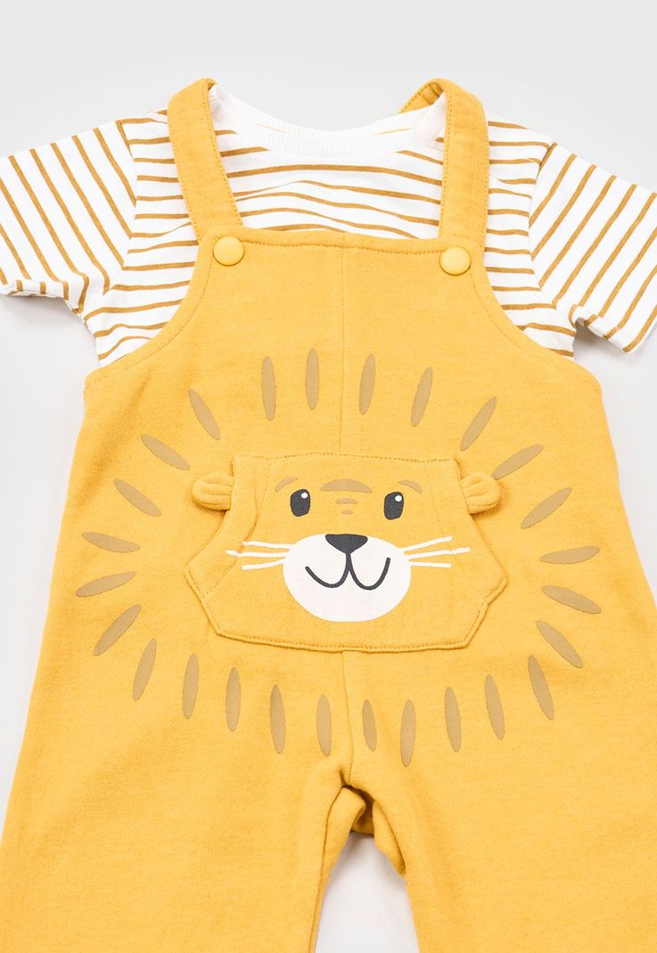 Jardinera + Polera Bebe Niño Amarillo Corona-2