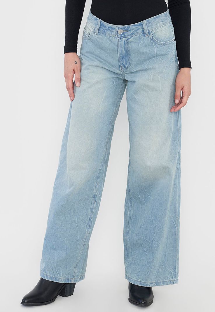 Jeans Mujer Wide Leg Fit Low Rise Azul Claro Corona-1
