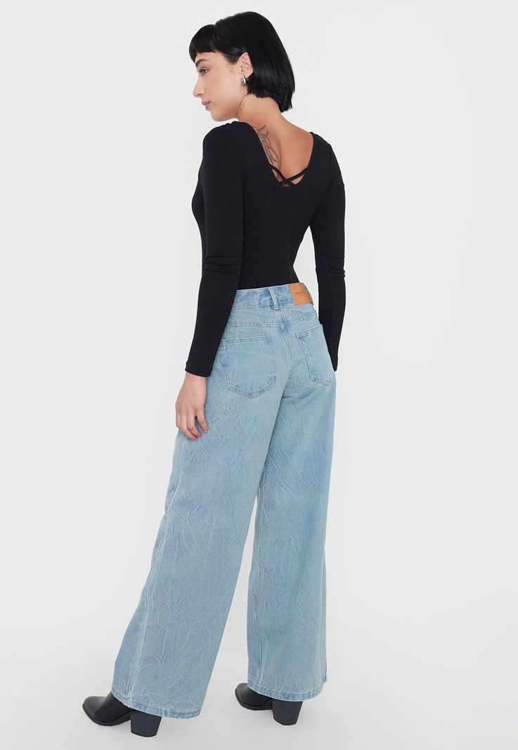 Jeans Mujer Wide Leg Fit Low Rise Azul Claro Corona-2