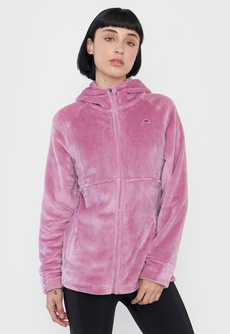 Polerón Mujer Deportivo Peludo Color Palo Rosa Corona-0