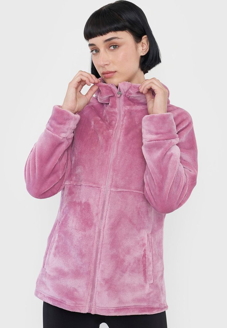 Polerón Mujer Deportivo Peludo Color Palo Rosa Corona-2