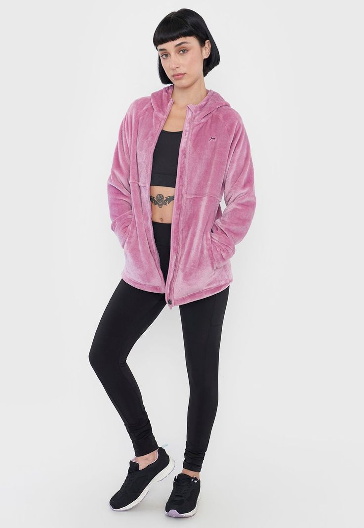 Polerón Mujer Deportivo Peludo Color Palo Rosa Corona-3