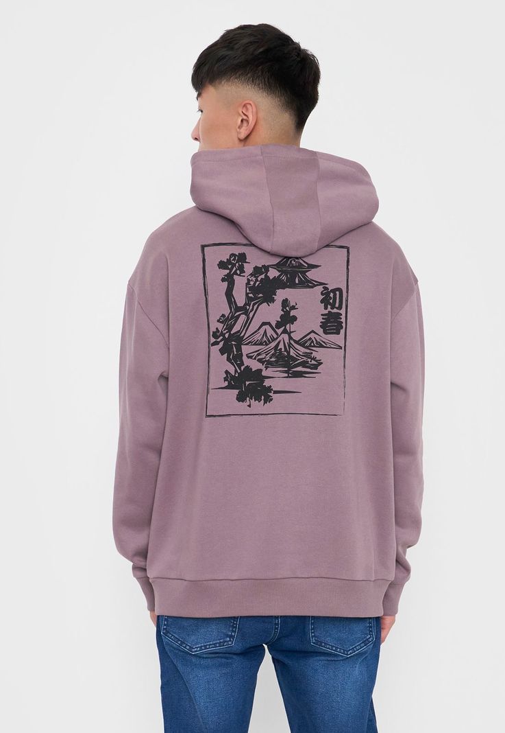 Polerón Hombre Hood Print Asiatico Rosado Corona-2