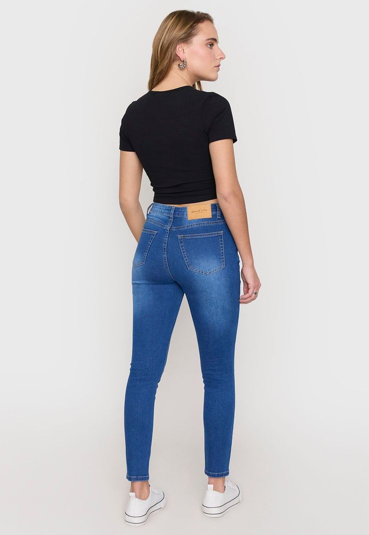 Jeans Mujer Skinny Roturas Azul Oscuro Corona-2