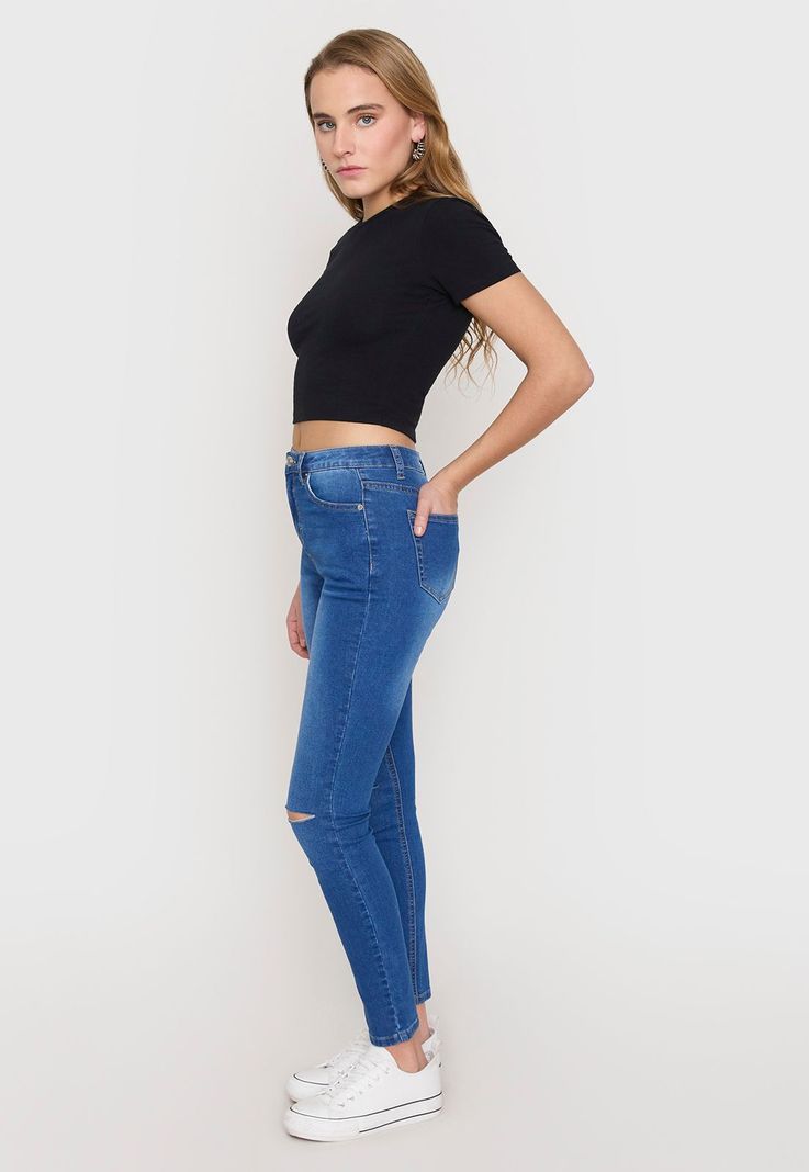 Jeans Mujer Skinny Roturas Azul Oscuro Corona-3