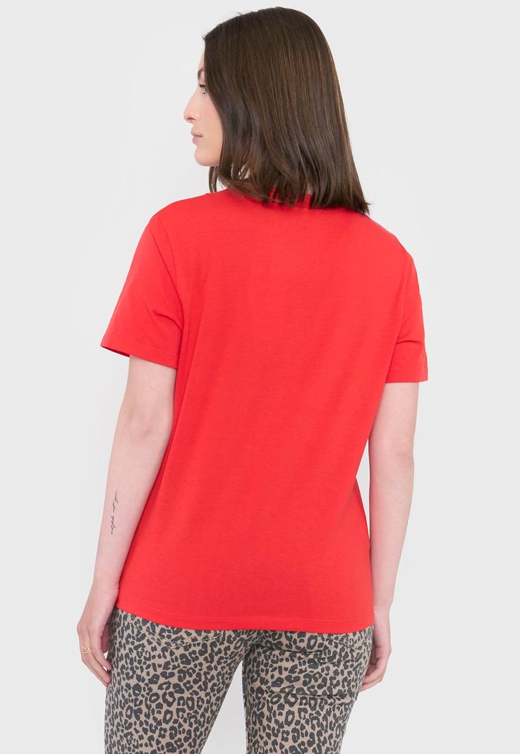 Polera Mujer V-Neck Esencial Rojo Corona-1