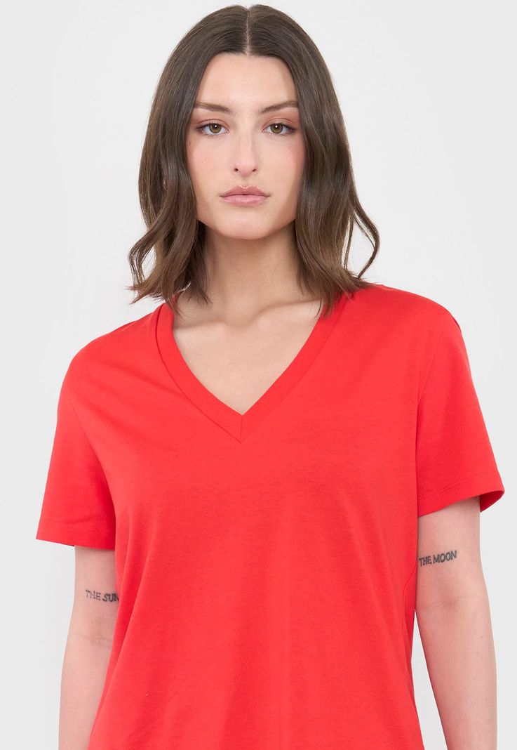 Polera Mujer V-Neck Esencial Rojo Corona-2
