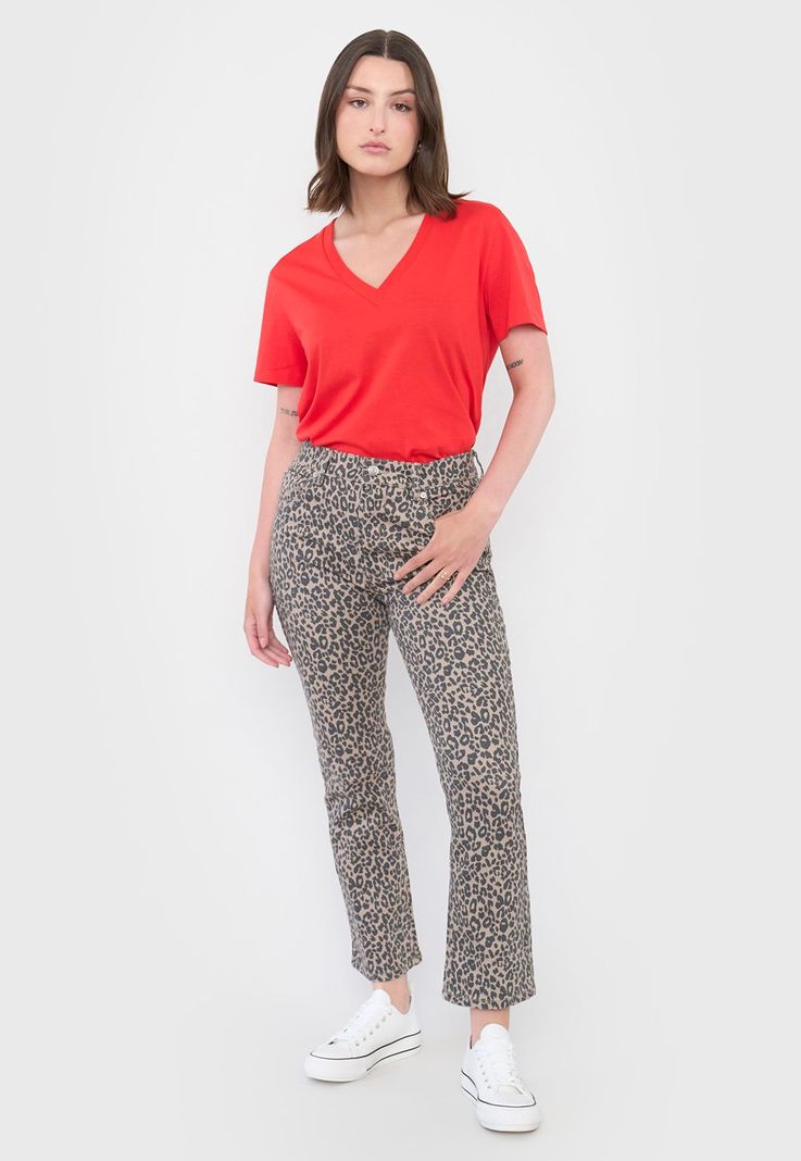 Polera Mujer V-Neck Esencial Rojo Corona-3