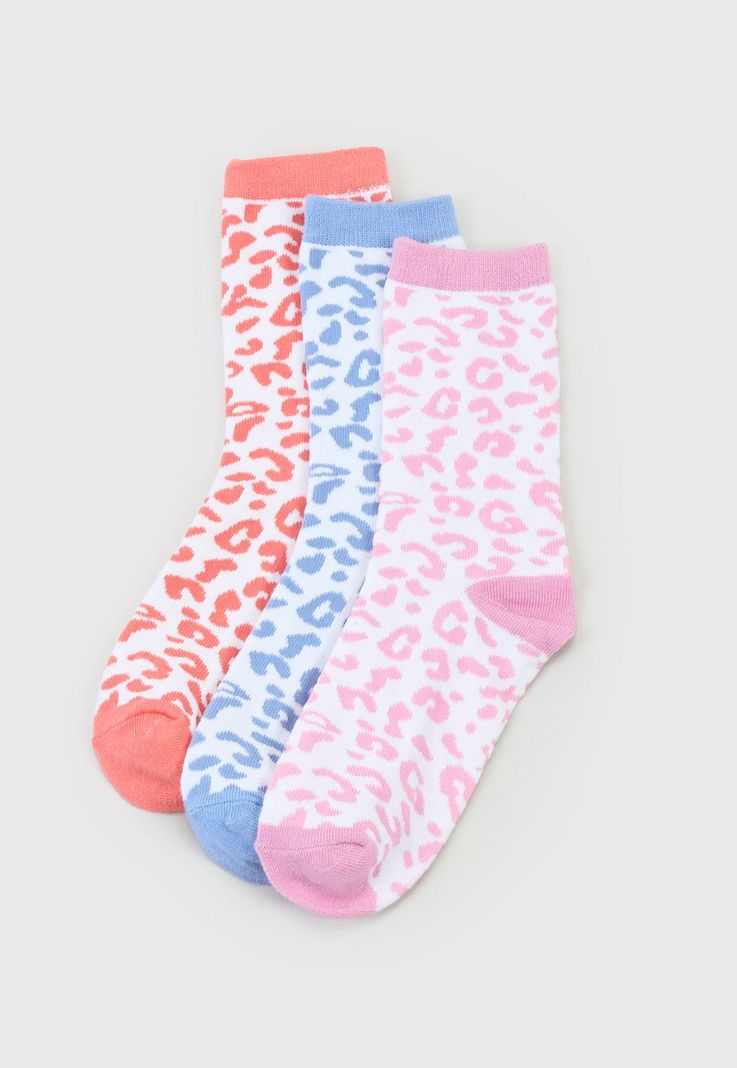 Calcetines Mujer Tripack Largos Blanco Animal Print Corona-0