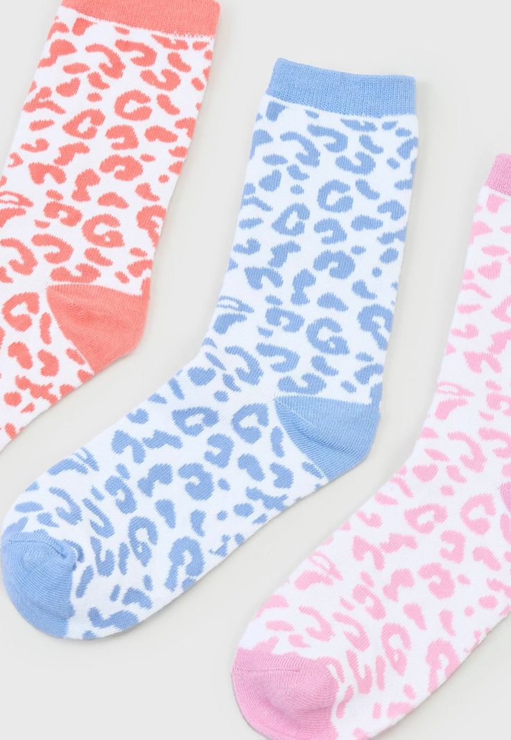 Calcetines Mujer Tripack Largos Blanco Animal Print Corona-3