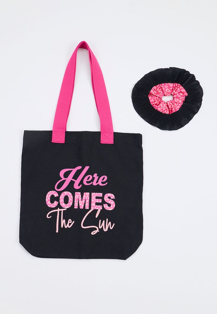 Tote Bag + Scrunchie Mujer Coral Corona-0