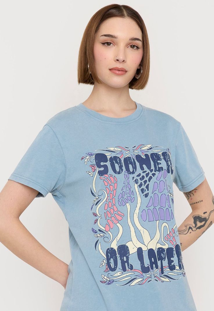 Polera Mujer Fun Oversize Celeste Corona-2