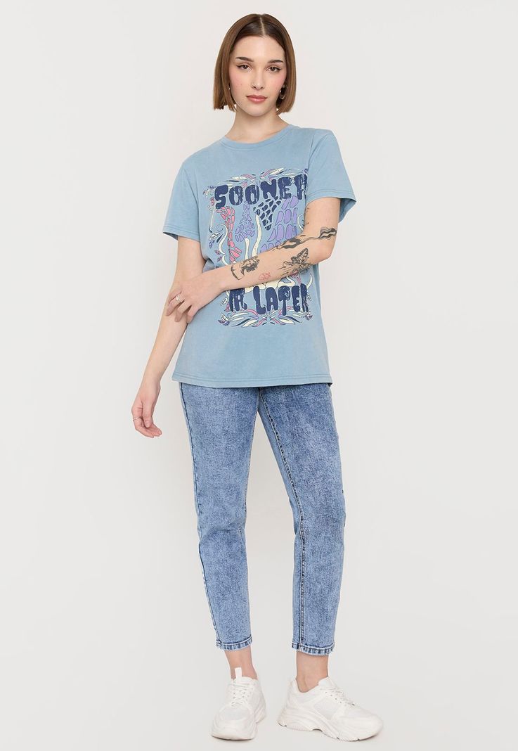 Polera Mujer Fun Oversize Celeste Corona-3