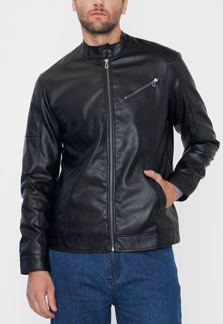 Casaca Hombre Ecocuero Rock Negro Corona-2