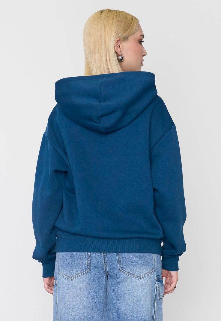 Polerón Mujer Hoodie Print Azul Corona-1
