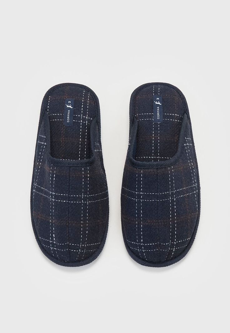 Pantuflas Hombre Básica Azul Corona-2