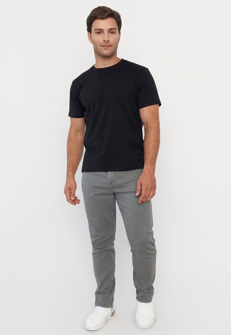 Pantalón Hombre Slim Fit Liso 5 Pocket Gris Corona-0