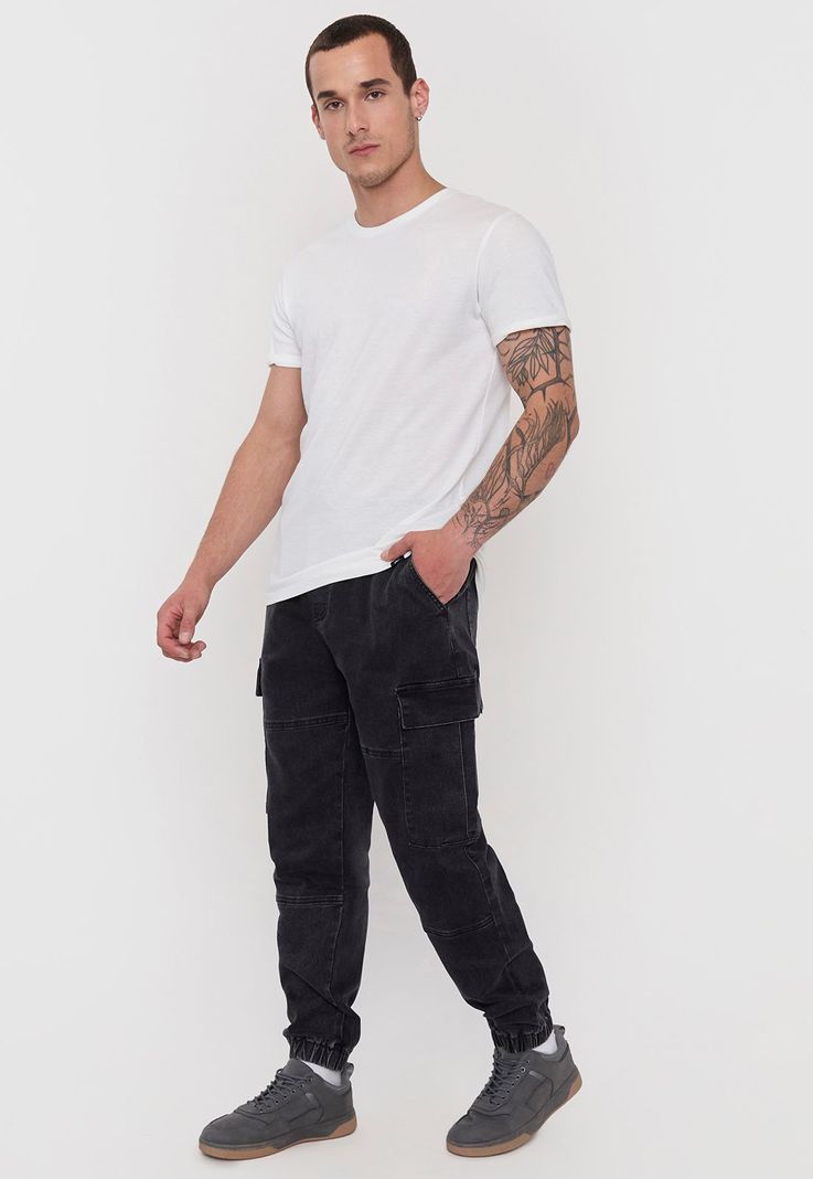 Jeans Hombre Cargo Jogger Fit Negro Corona-0