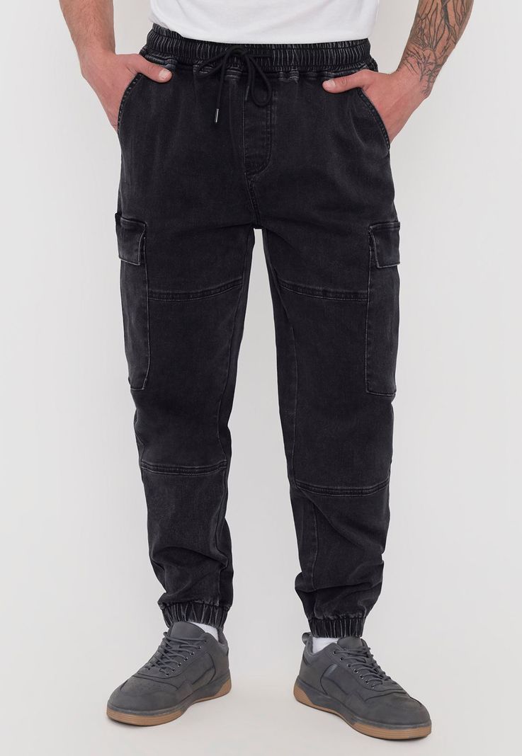Jeans Hombre Cargo Jogger Fit Negro Corona-1
