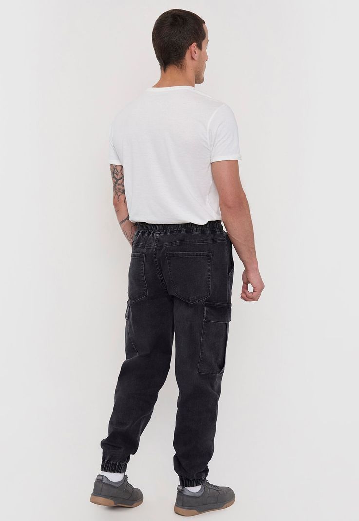 Jeans Hombre Cargo Jogger Fit Negro Corona-2