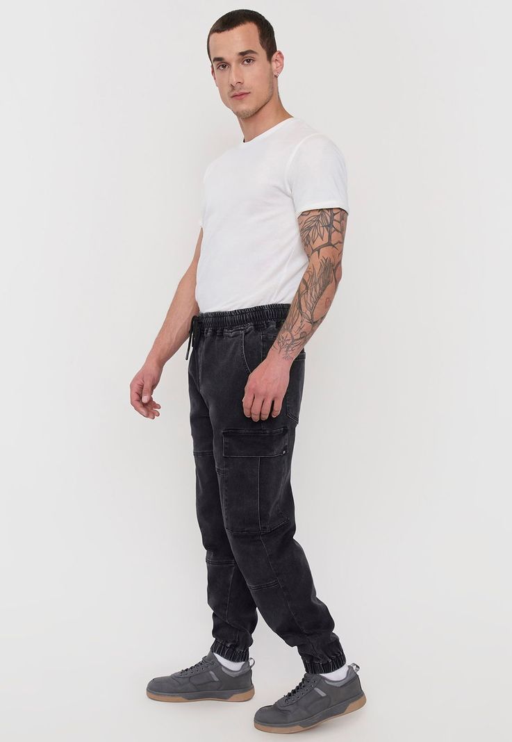 Jeans Hombre Cargo Jogger Fit Negro Corona-3