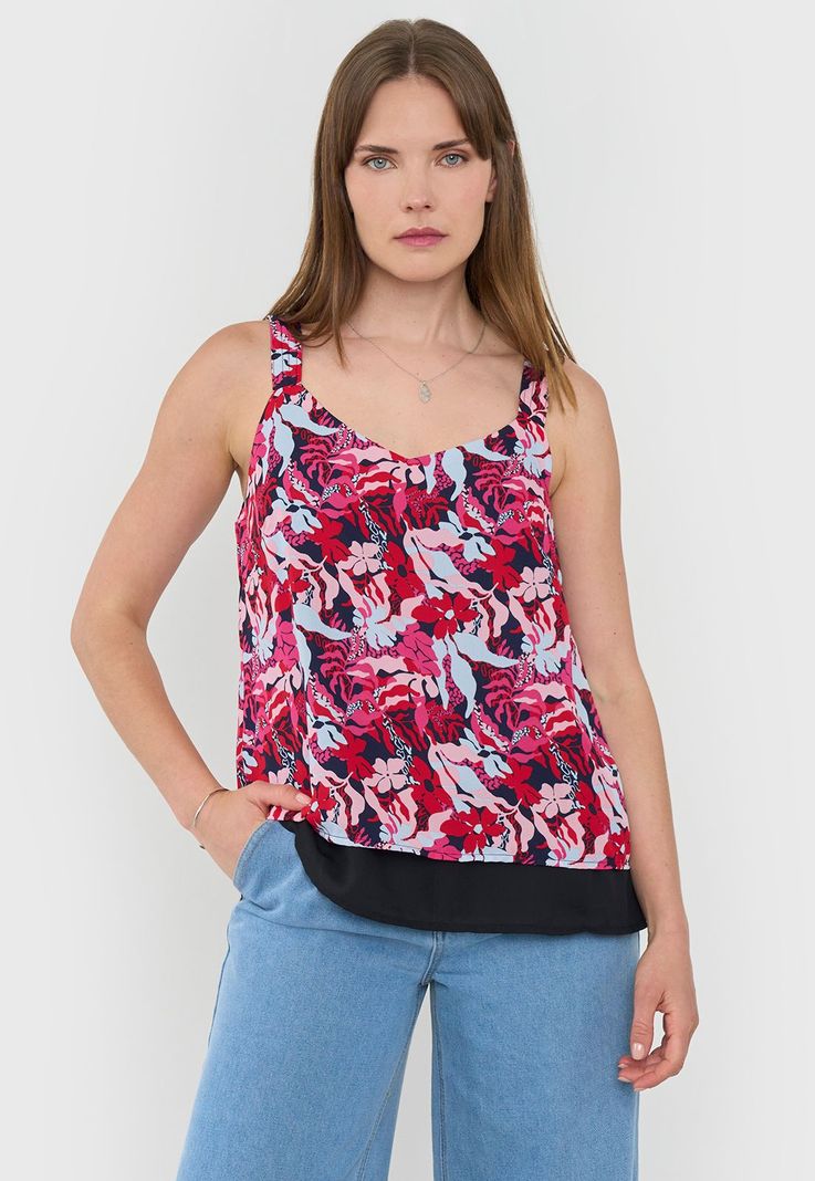 Blusa Mujer Pabilos Gruesos Print Corales Rosado Corona-0