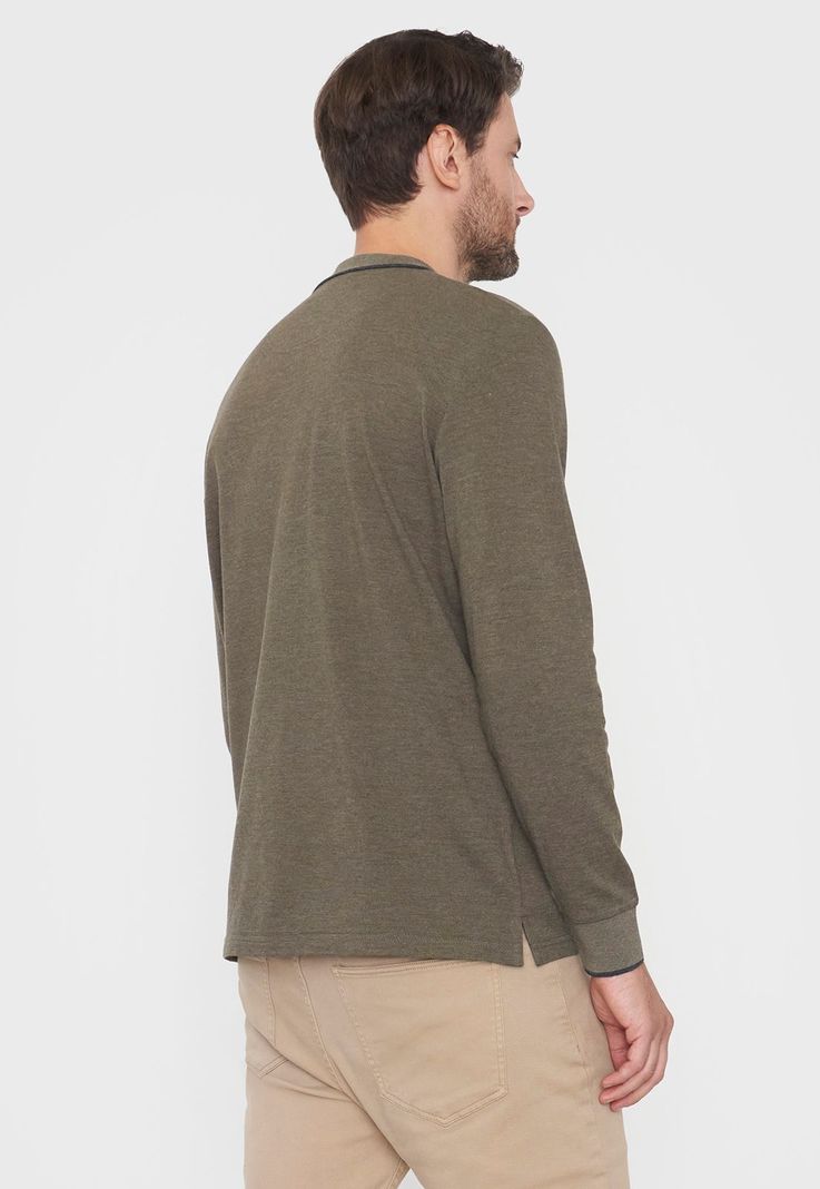 Polera Hombre Polo Piqué M/L Color Musgo Corona-1