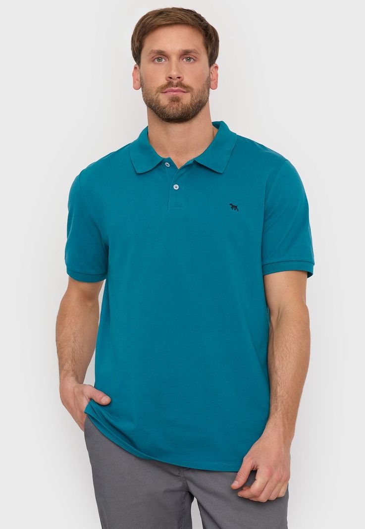 Polera Hombre Lisa Piqué Petróleo Corona-0