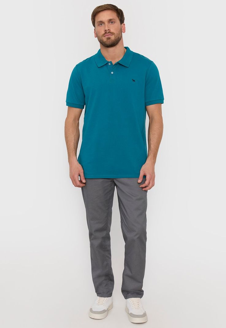 Polera Hombre Lisa Piqué Petróleo Corona-3