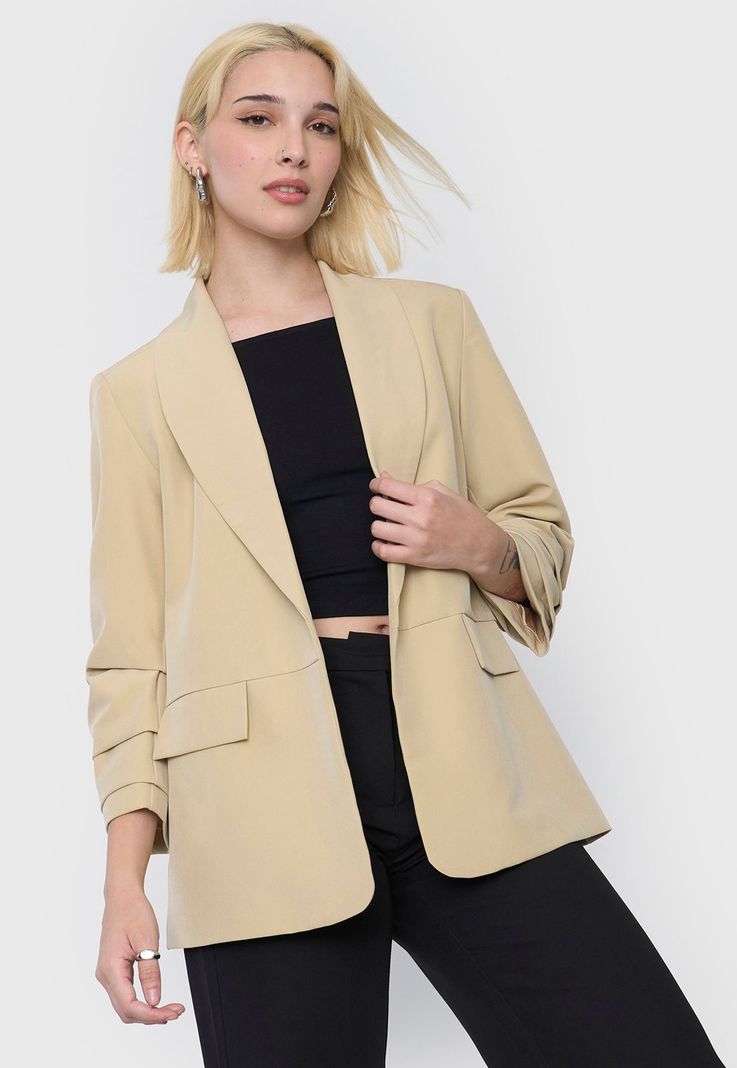 Blazer Mujer Liso Beige Corona-0