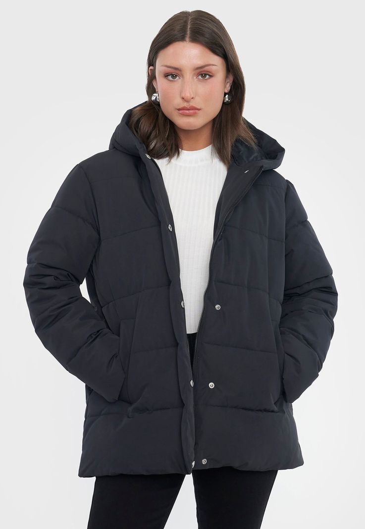 Parka Mujer Oversize Negro Corona-0